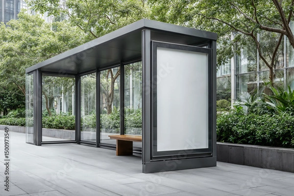 Fototapeta Display banner mockup for modern urban environment in daylight