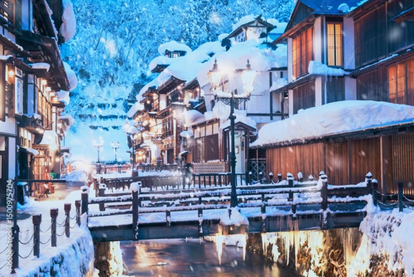 Obraz 銀山温泉の夜景