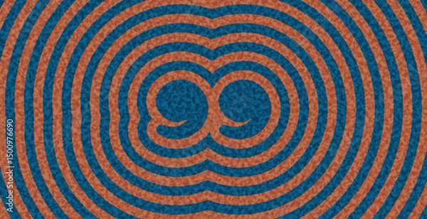 Obraz Orange quotation marks on blue concentric ripple background. Vector illustration with bold and graphic design.