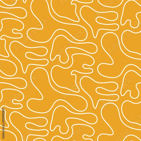 Obraz white lines on yellow background, vector hand drawn seamless pattern design