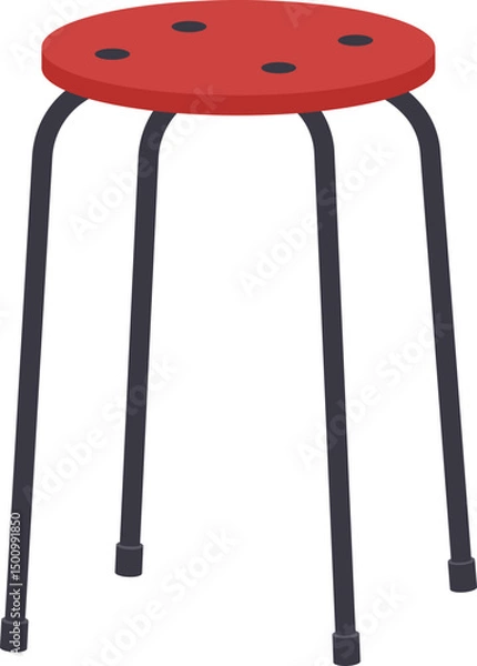 Obraz Red stool flat illustration.
Red plastic chair vector isolated.
Taiwan roadside stall chairs.
Transparent background.