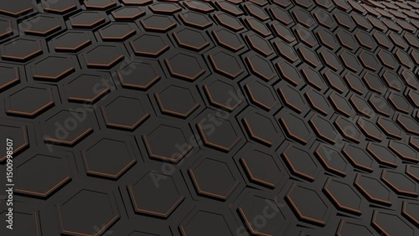 Obraz black hexagon 3d rendering background	