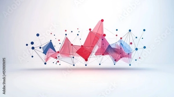 Obraz Abstract network data visualization, connecting points, white background, presentation graphic