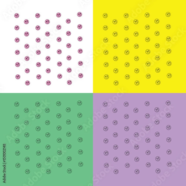 Fototapeta Emoji Faces Pattern, vector