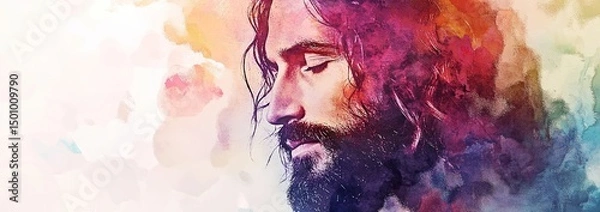 Fototapeta Artistic portrait of a man with vibrant colors