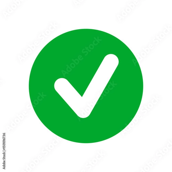 Obraz Green checkmark round vector icon. Green tick in circle vector icon