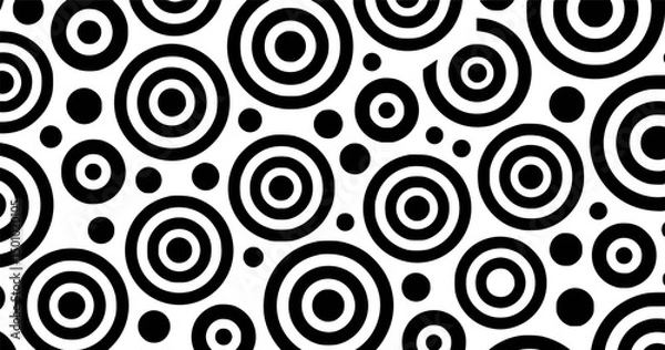 Fototapeta Seamless pattern of concentric circles in black and white