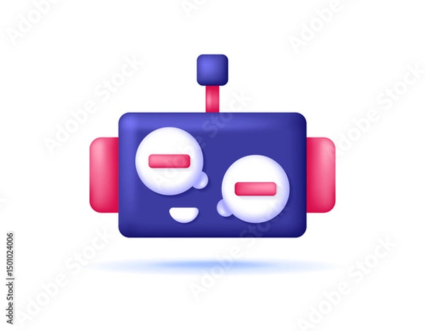 Obraz chat bot concept. conversation service with robots. artificial intelligence or ai technology. illustration of a robot head with chat or dialogue symbol. symbol or icon. minimalist 3d style design