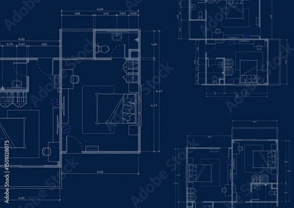 Obraz Write a blueprint architecture for building.