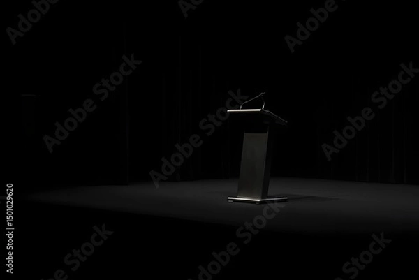 Obraz Bold and Brilliant: Black Podium Illuminated by Dark