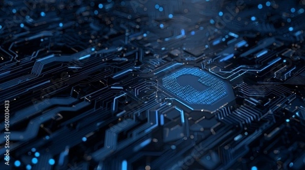 Obraz Blue Light Computer Circuit Modern Technology Concept