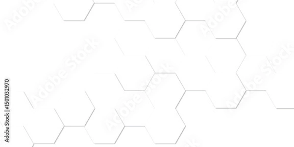 Fototapeta Abstract geometric white honeycomb hexagon 3d effect pattern with shadow seamless texture background.