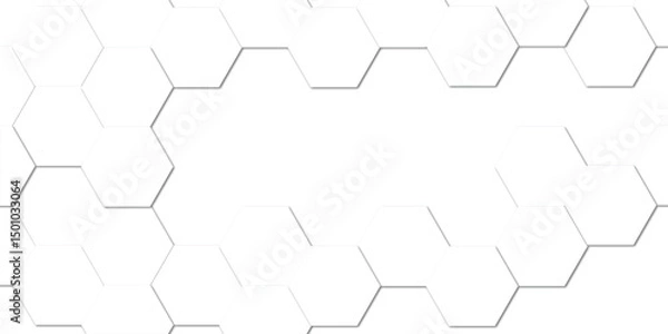 Fototapeta Abstract geometric white honeycomb hexagon 3d effect pattern with shadow seamless texture background.