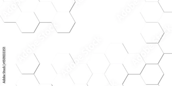 Fototapeta Abstract geometric white honeycomb hexagon 3d effect pattern with shadow seamless texture background.