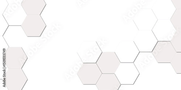 Fototapeta Abstract geometric white honeycomb hexagon 3d effect pattern with shadow seamless texture background.