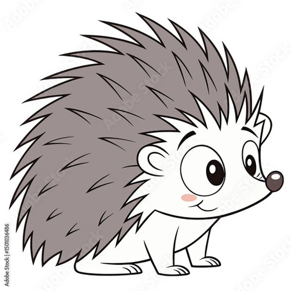 Fototapeta Adorable porcupine cutout with friendly features stands alone against a pure background perfect for illustrations crafts and educational materials