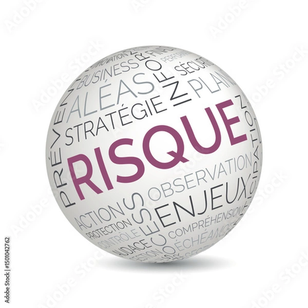 Fototapeta French risk concept sphere with strategy and anticipation keywords