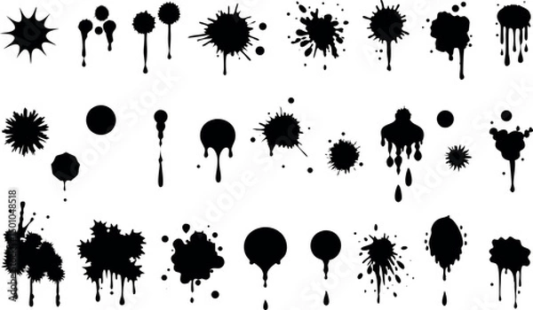 Fototapeta set of splashes. ink splatter set paint brush stroke kit vector art