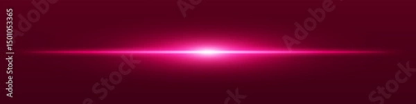 Obraz Red light beam. Sharp linear glow on dark blue background with radiant core, soft edge and tech-style brightness. Ideal for sci-fi, speed, energy, light source.