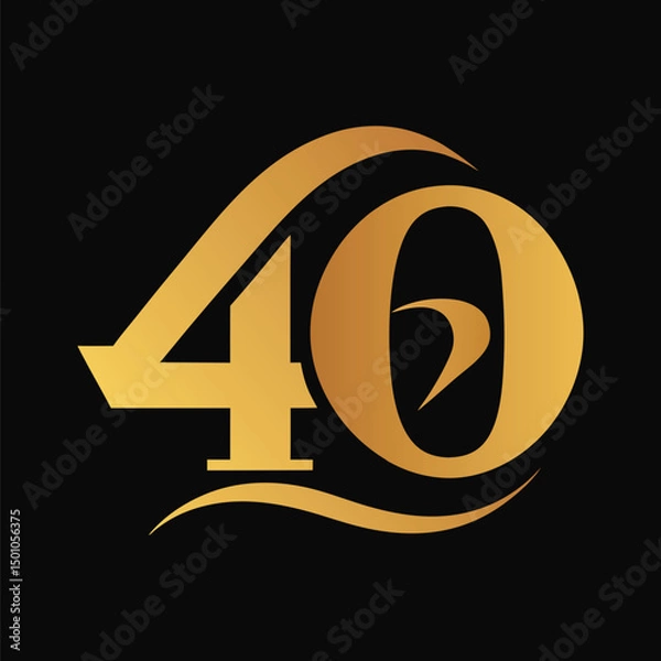Obraz 40th Anniversary Logo Template in Luxurious Gold