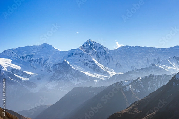 Obraz Gangapurna summit from view point in the Thorong high camp. Annapurna circuit trekking, Himalaya mountains , Nepal.