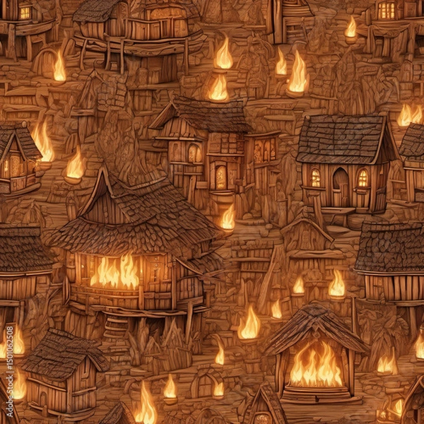 Fototapeta Discover the Mystical Thermal Imaging View of a Tribal Fusion Medieval Village