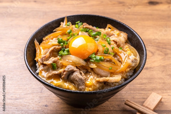 Obraz 豚こまの他人丼（卵黄のせ）