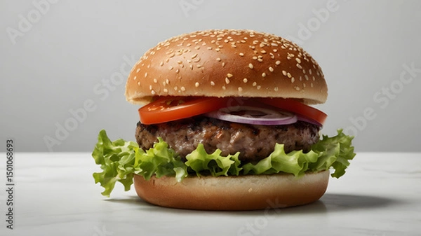 Fototapeta Burger on a Plate