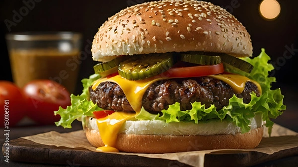 Fototapeta Burger on a Plate