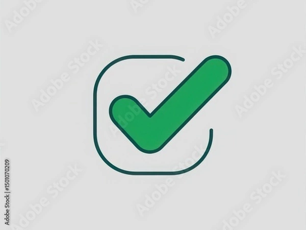 Fototapeta Green check mark icon in square box isolated on white background