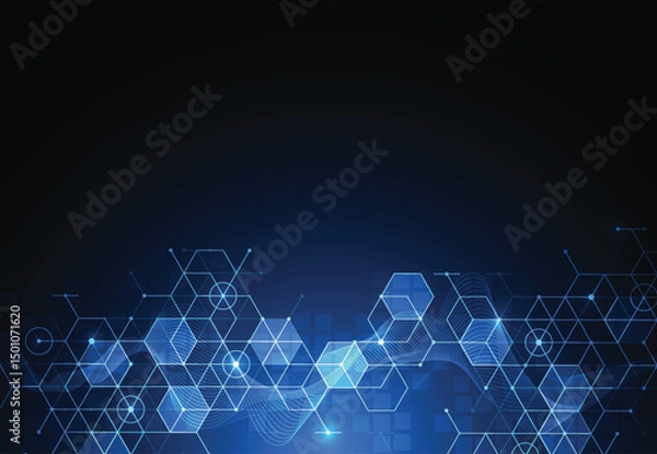 Fototapeta Abstract blockchain digital technology concept. Big data design. Vector illustration