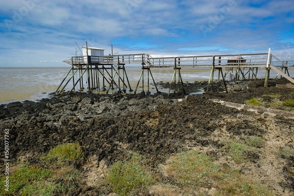 Obraz pêcheries au bord de l'Océan 