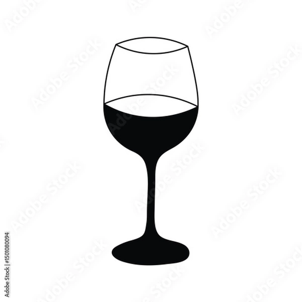 Fototapeta Isolated transparent red wine glass with liquid reflection on a white background
