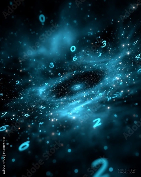 Fototapeta Celestial math whirl numbers in cosmos