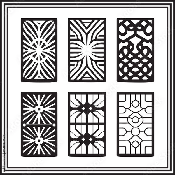 Fototapeta Modern Geometric Panel Vector Set – Bold Laser Cut Design Templates, Minimal Line Art for CNC and Decorative Screens