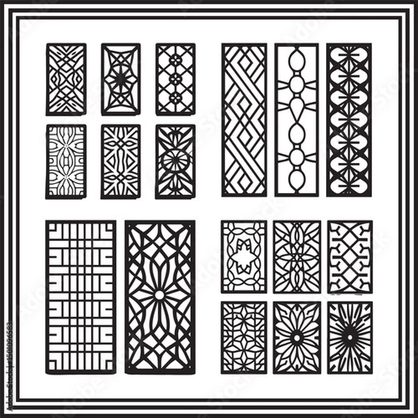 Fototapeta Geometric Decorative Panel Vector Set – Laser Cut Islamic-Inspired Designs, Intricate Line Art for CNC and Craft Projects