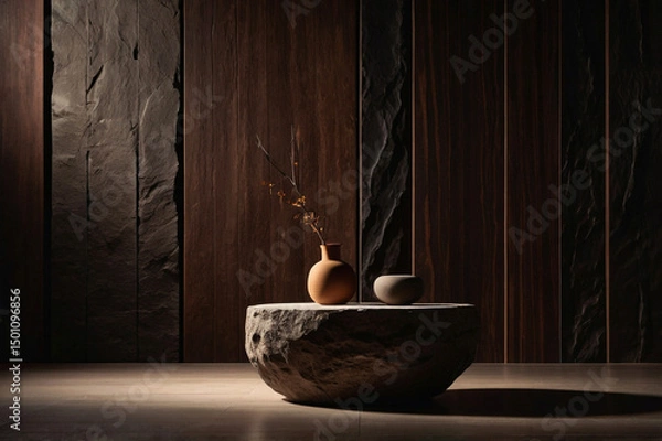 Obraz Stone tabletop minimalist still life earthy tones