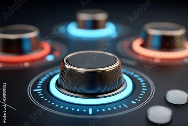 Fototapeta Illuminated knobs technologys tactile interface