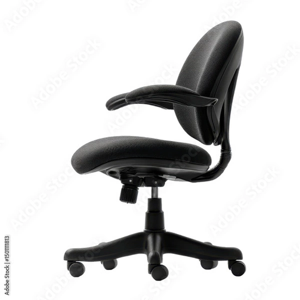 Fototapeta Swivel chair, side view isolated on transparent PNG background