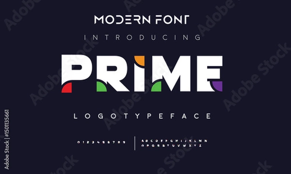 Obraz Design Modern abstract digital alphabet font. Minimal technology typography, Creative urban sport fashion futuristic font and with numbers. vector illustration.