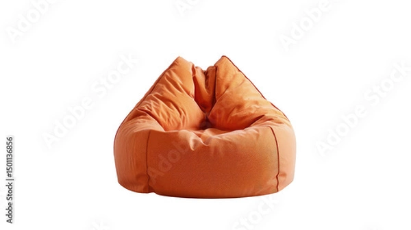Fototapeta Comfortable orange bean bag chair with soft contours ideal for relaxation in any indoor space