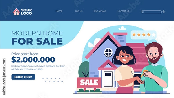Obraz Flat Real Estate Properties Landing Page