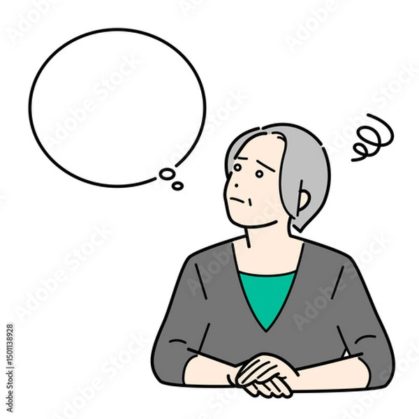 Obraz シニア世代の女性が老後や相続など将来を考えるベクターイラスト