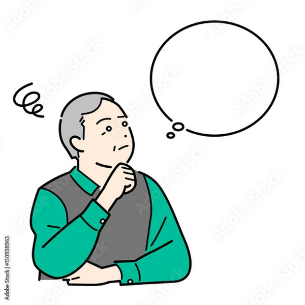 Obraz シニア世代の男性が老後や相続など将来を考えるベクターイラスト