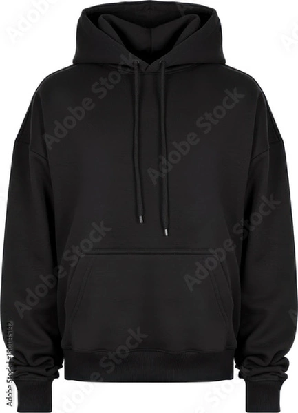 Fototapeta Black mockup hoodie isolated on transparent background 1