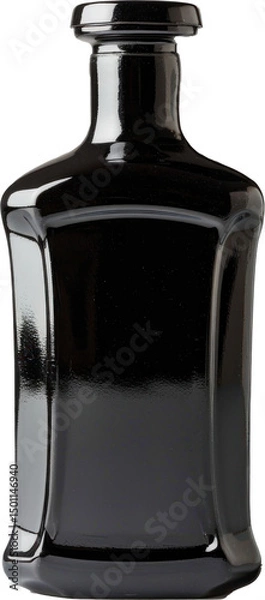 Fototapeta Decorative empty black glass bottle isolated on transparent background 1
