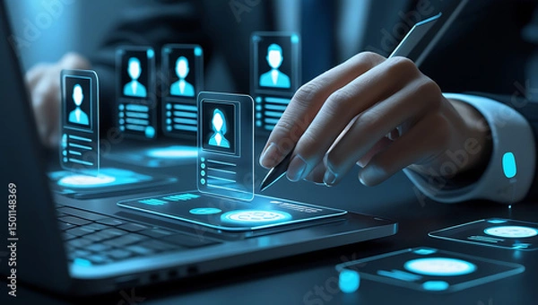 Fototapeta Digital human resource management system interface