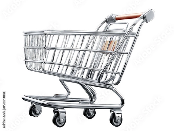 Fototapeta shopping cart isolated on white