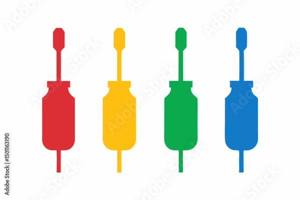 Fototapeta set of screwdriver icon vector silhouette illustration isolated on white background