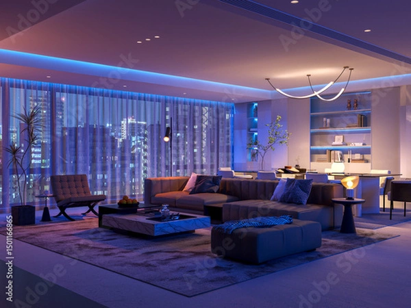 Fototapeta Living Room: Dynamic Colorful Atmosphere